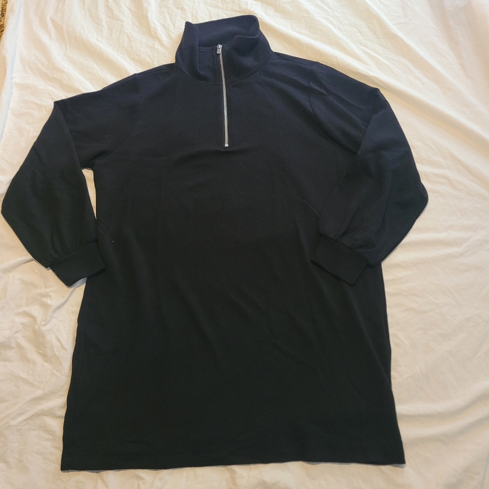 Black Half-Zip Sweater Tunic Top